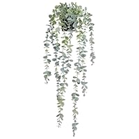 RIOFOGO Künstliche Pflanze Hängend, Eukalyptus Künstliche Hängepflanzen,Hängepflanze Künstlich wie echt Eukalyptus für Badezimmer Deko, Schlafzimmer Deko, Kunstpflanze Hängend,Bücherregal