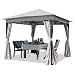 Produktbild TOOLPORT Gartenpavillon 3x3 m ca. 180g/m² Dachplane wasserdicht Pavillon - 4 Seitenteile Gartenzelt hell grau Partyzelt ca. 6x6cm Profil