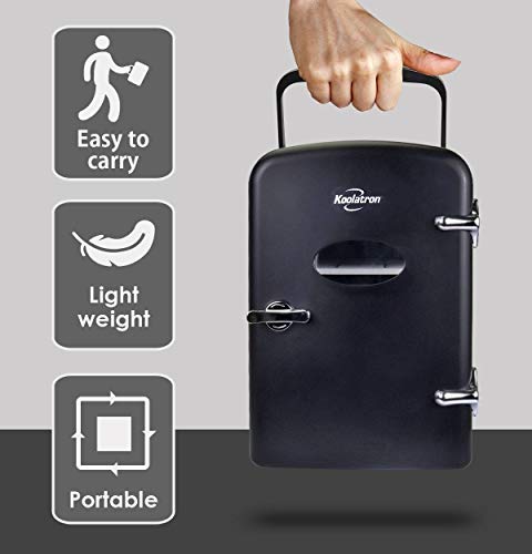Koolatron KRT04-B Retro Personal Cooler 4 Liter/6 Can AC/DC Portable Mini Fridge, Thermoelectric Cooler in Black - for… - Image 4