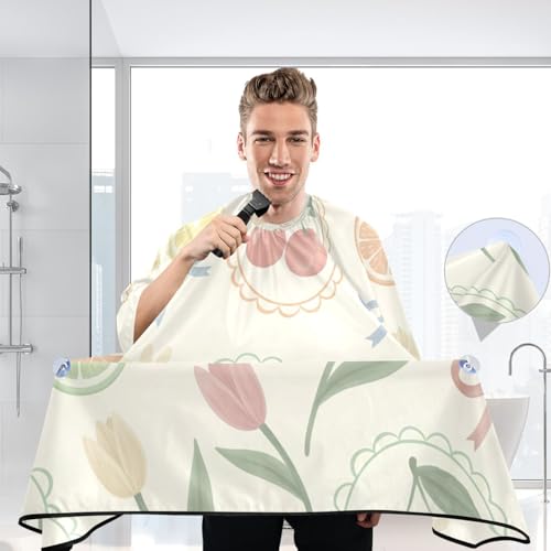 Capa para cortar cabello impermeable floral con cierre ajustable miniatura 6