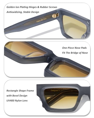 Image of Roneyee Rectangle Sunglasses Men Women Trendy Retro Sunglass UV Protection Fashion Acetate Stylish Square