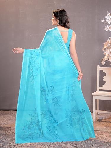 Image of Garden Vareli Floral Print Chiffon Saree