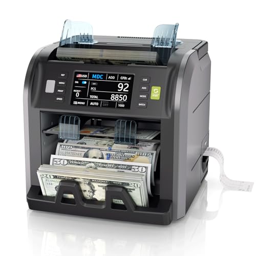 Aneken Ultra 2-Pocket Money Counter Machine Mixed Denomination with Built-in Printer, Multi-Currency...