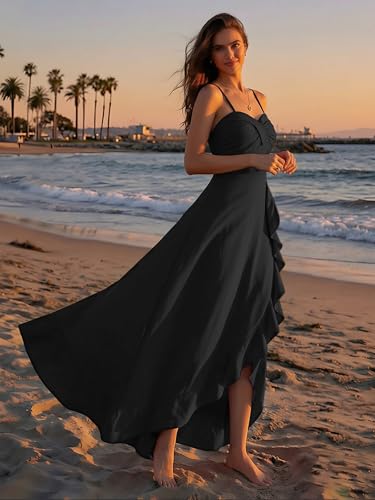 Image of ECOWISH Women's Summer Strapless Maxi Dress 2026 Off Shoulder Hollow Out Smocked A Line Tube Tiered Long Dresses