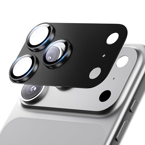 Image of Hoerrye for iPhone 17 Pro Camera Lens Protector - [12FT Shatterproof Military Grade] [Strong Adsorption] Metal 9H+ Tempered Glass Camera Screen Full Cover Case Friendly,Black