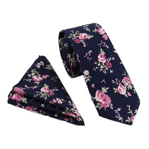 Corbata estrecha de algodón floral para hombre miniatura 1
