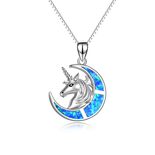 Yfn Unicorn Necklace Created Opal Pendant Jewelry 925 Sterling Silver Unicorn Gift For Women Girls (Unicorn Necklace) #TOP11