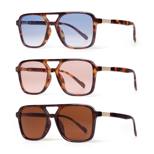 Retro Aviator Sunglasses for Women Men Trendy Square Womens Shades Lightweight Fashion Sun Glassses