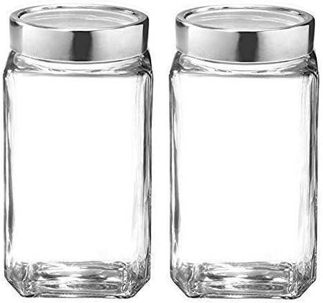 Glass jars for kitchen storage cube jar 1000 ml, airtight, transparent | Storage Glass Container, Transparent, Kitchen Organiser, Multipurpose Jar (2)
