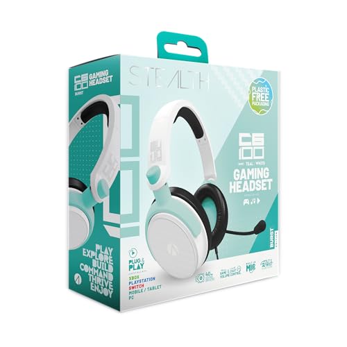 STEALTH C6-100 - Auriculares para juegos BURST Edition, color verde azulado, compatibles con consolas de la generación actual, con micrófono flexible, conector de 3.5 mm, cable de 1.5 m, ligeros,