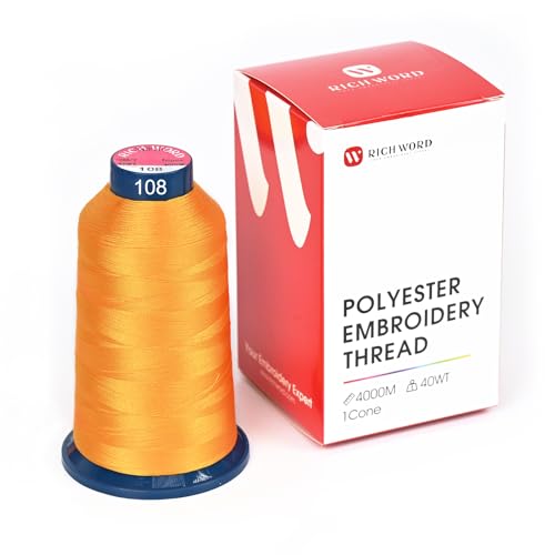 Image of Poolin Polyester Machine Embroidery Thread 4000M 40WT Marigold Orange 0108 | Smooth Feeding with Stable Tension for Clean, Consistent Stitching on Home and Commercial Embroidery Machines