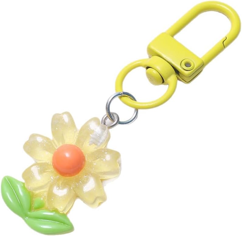 Flower Keychain Set,Cute Acrylic Daisy Tulip Butterfly Charms with Colorful Clips, Aesthetic Bag Key Gifts for Women - Image 3