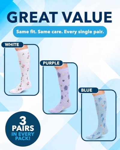 Image of Doctor's Select Bamboo Viscose Light Compression Socks for Women & Men - 3 Pairs, 8-15 mmHg Compression Socks, Knee High