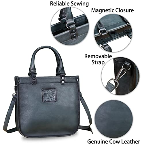Image of Genuine Leather Handbags for Women Vintage Real Leather Fashion Tote Bag Shoulder Bag Crossbody Bag Satchel Purse