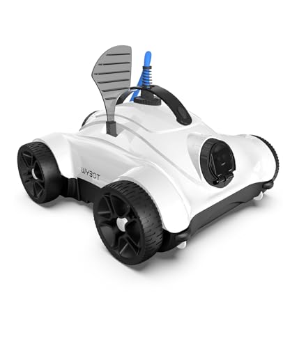 WYBOT Robot Limpiafondos Piscina   Cable 10 m, Potente Succión, Motores Duales, Temporizador de 1, 2 o 3 Horas y Ángulo de Drenaje Ajustable, Aspirador para Piscinas Elevadas y Enterradas (Blanco).