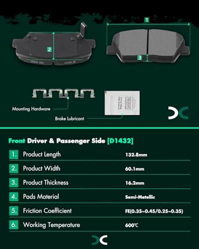 Image of SCITOO D1432 D1445 8PCS Front Semi-Metal Rear Ceramic Brake Pad Sets | Fit 2014-2017 For Hyundai For For Azera 3.3L
