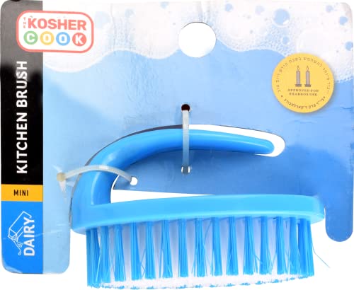 Image of The Kosher Cook Dairy Blue Dish - Brush, Dishwashing and Kitchen Cleaning and Scouring, Easy Grip Handle, Gentle Bristles Color Coded Home and Kitchen Accessories
