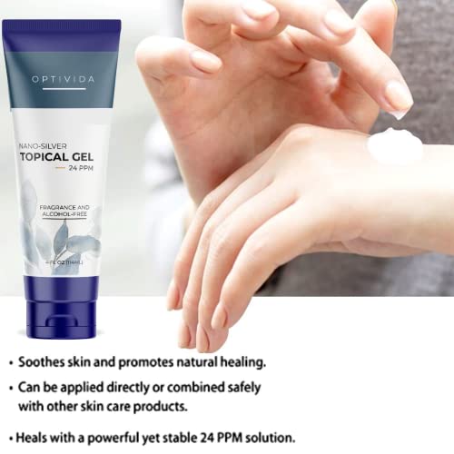 Optivida Colloidal Silver Gel Cream For Wound Care, Natural Topical Skin Healing | Nano-Silver Topical Gel For Wounds, Burns, Rashes, Skin Irritations, Unscented (4 Oz.) #TOP4