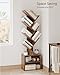 SUNMORY 6 Tier Tree Bookshelf, Small Bookcase with Storage Cabinet, Modern Tall Narrow Bookshelves Organizer, Floor Standing Book Shelf for Bedroom/Living Room/Home Office/Corner, Rustic Brown
