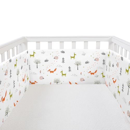 Crib Mesh Liner Padded Cushioned Liners Crib Anticollision Pads, Mesh 4 Insides Bumpers Pads for Boys Girls (Animal)