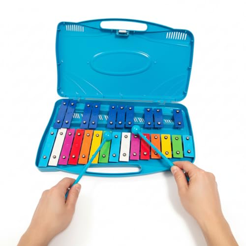 MoResolune Glockenspiel Xylophone for Kids Adults 25 Notes Rainbow Key Xylophone with Case for Student Beginners Instruments Christmas Gifts