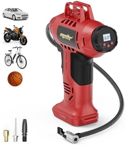Tire Inflator Portable Air Compressor Compatible with Milwaukee 18v Battery (TOOL ONLY), 160PSI Auto Shut-off Pump, Digital Pressure Gauge, Emergency LED Light, Auto Accessories for Car Bicycle Ball