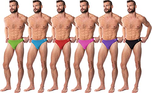 American Heaven Men's 6 Pack Thong Underwear | T-Back Micro Fiber Stretch Workout Active Bikini Thongs (6 Pack- Neons, Small, S) #TOP2