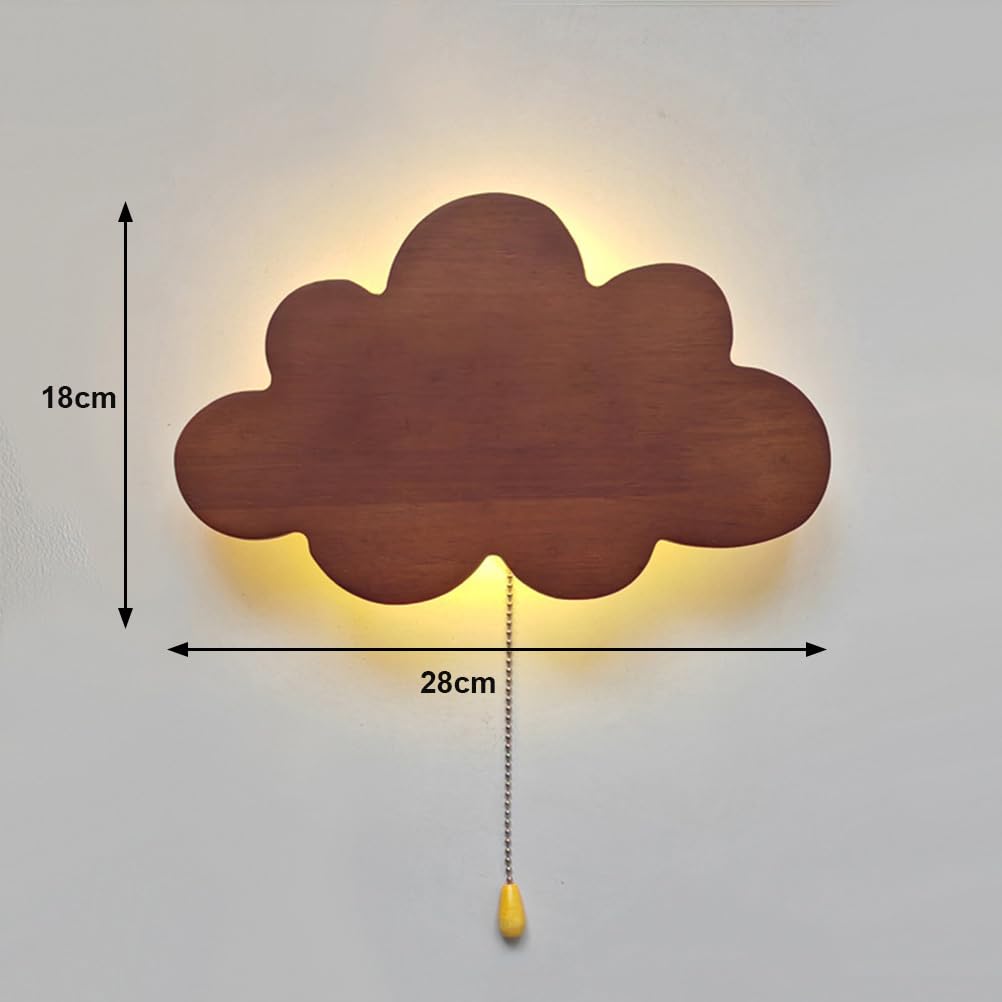 EaEa LED Wolkenlampe Wandlampe Kinderzimmer mit Schalter, 5W 3000K Wandleuchte Kinder Holz, USB/Batteriebetrieb, Mädchen Junge Kinderlampe Wand Nachttischlampe für Babyzimmer Schlafzimmer,B