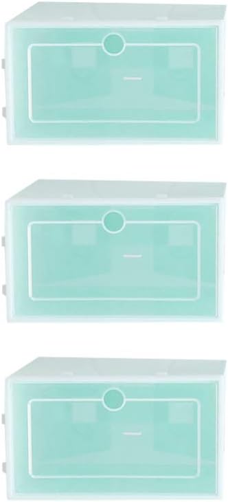 Ipetboom 6pcs Transparent Stackable Shoe Container Thicken Plastic Storage Box for Small Shoes for Closets and Entryways Space-saving Design in Green