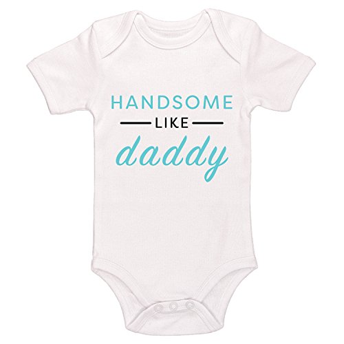 DKISEE Unisex Baby Bodysuit Handsome Like Daddys White Funny Infant Romper Short Sleeve Baby Onesie 6 Months