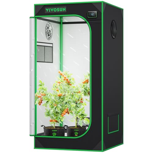 VIVOSUN S224 2x2 Grow Tent 24x24x48 High Reflective Mylar with Observation Window and Floor Tray for Hydroponics Indoor Plant for VS1000