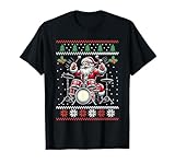 Drummer Santa Playing Drums Ugly Christmas Sweater Xmas T-Shirt