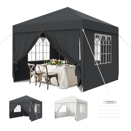 Kuro sagol Tonnelle de Jardin 3x3M,Tente Réception,Tente de Campingavec Fenêtres、Parois Latérales，Imperméable,Anti UV，Résistant au Vent...