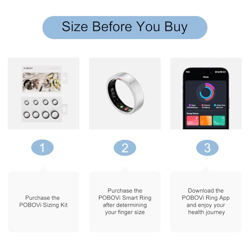 Image of POBOVi Ring OnePlus - Ultra-Thin Titanium Smart Ring - 7 Days Battery Life - Fitness /SPO₂ /Stress /HR /Sleep Skin Temperature Tracker - No App Fee - iOS&Android Compatible (Silver,Size 9)