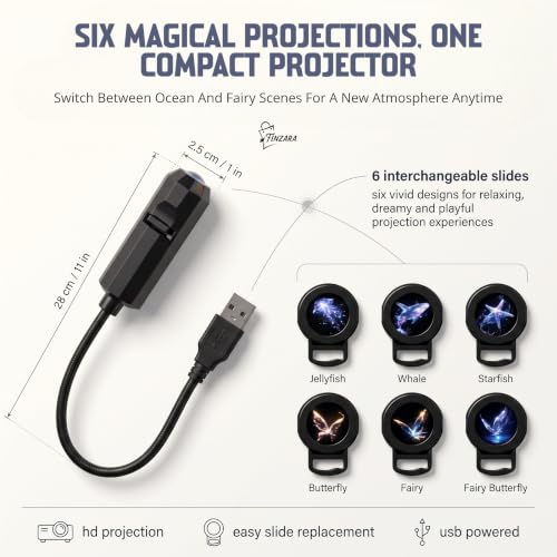 Image of Mini Galaxy Projector Night Light, USB Starry Sky LED Lamp with 1 Projection Slide, 360 Rotating Flexible, Portable Ceiling & Wall Projector for Bedroom, Kids Room & Home Decor (6 Slide) (Small)