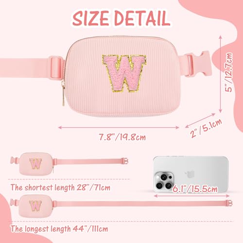 Image of Gitus Gifts for 10 11 12 13 14 15 16 Year Old Girls Christmas Gifts for Teen Girls Sister Her Women Fanny Pack with Initial Letter Patch Belt Bag Crossbody Bag Tween Girls Trendy Stuff (Light Pink-W)