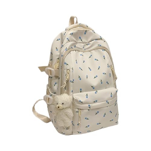 XIAOQENAN Zaino incentrato sui giovani con stampa floreale regolabile imbottita spalla supporta spazioso spazio per laptop all'aperto e uso universitario borsa elegante per libri da donna, O
