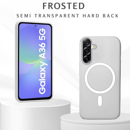 Image of SHINESTAR Back Cover for Samsung Galaxy A36 5G | Frosted Semi-Transparent Slim Case - White | Only Compatible with Wireless Magnetic Accessories | Hard Back, Matte Finish