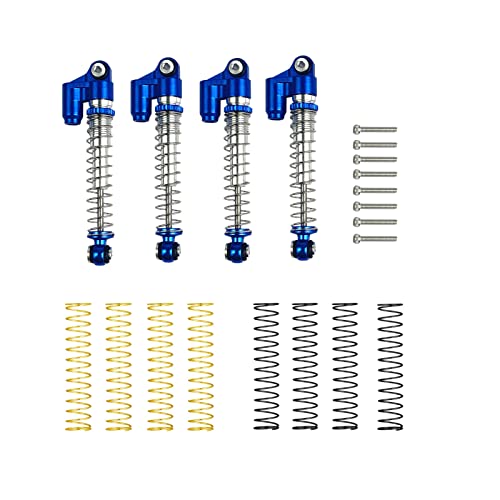 Xsygo Rc Shocks 43Mm Adjustable Absorber Aluminum Rc Shocks With 3 Sets Of Springs For 1/24 Axial Scx24 90081 Axi00001 Axi00002 Axi00005 Axi00006 Rc Car (Blue) #TOP14