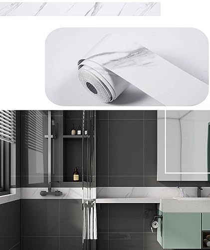 Dostear Friso Para Pared Cenefas Adhesivas BañO Cocina de Papel Para Paredes 3d Infantiles Decorativas Adhesivas Pintado Cocina Vinilo Autoadhesivo Impermeable blanco negro 1 10x500cm