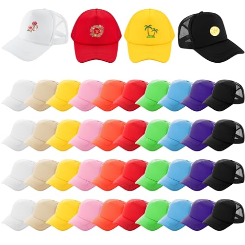 Image of 40 Pack Sublimation Blank Trucker Hat Bulk Wholesale Mesh Baseball Cap for Women Men DIY Hat Bar Party