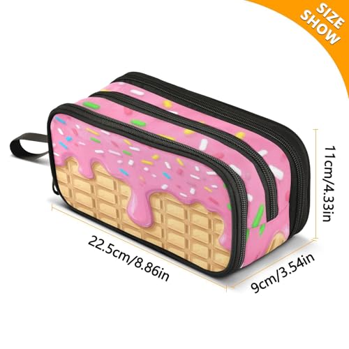 Image of Caikeny Pencil Case Fruits Waffle Ice Cream Pen Bag Colorful Large Capacity Pencil Box Pen Pouch with Zipper Cosmetic Organizer for Kids Teens Adults