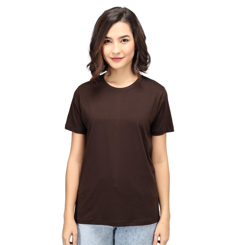 Image of Sleepynuts Women Boyfriend Plain Round Neck Half Sleeve T-Shirt