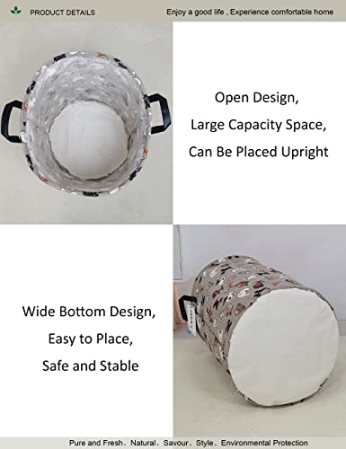 Onoev 2 Pack Round Waterproof Laundry Basket、Foldable Storage Basket、Laundry Hampers With Handle、Gift Basket,Suitable For Children's Room And Toy Storage (Animals) #TOP4