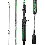 One Bass Fishing Rod, Lightweight Graphite Spinning & Casting Rod with Super Polymer Handle-Green Baitcasting Rod-6'0'