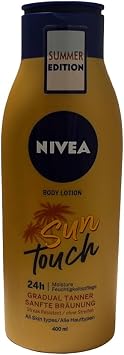 NIVEA Sun Touch Body Lotion 400 ml, Gentle Tanning Effect Without Streaks, Moisturising Body Cream with Ginkgo Extract and Grape Seed Oil