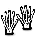 Kangaroo Skeleton Gloves for Kids – Black Reaper Skeleton Hands Gloves with White Skeleton Print, Ghost Halloween Dress Up Accessory for Boys & Girls, Cosplay, Theater & Parties