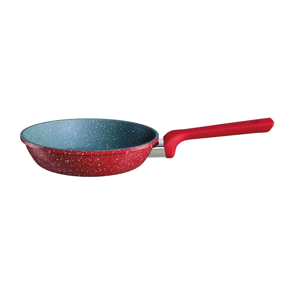 Frigideira Antiaderente 20cm Vermelha Linha Stone Cabo Soft Touch 5 Camadas | Para Fogões
