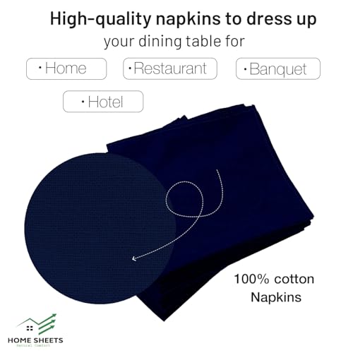 Image of 100% Cotton Dinner Napkins 12x12 Inch, Soft & Durable, Reusable Cloth Napkins for Dining, Events, and Everyday Use (Navy Blue, Set of 25 (12x12))