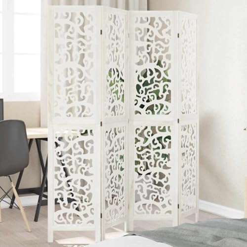 Divisor de habitación de madera maciza de paulownia con 4 paneles, plegable y independiente, para salón, dormitorio, oficina, decoración de privacidad